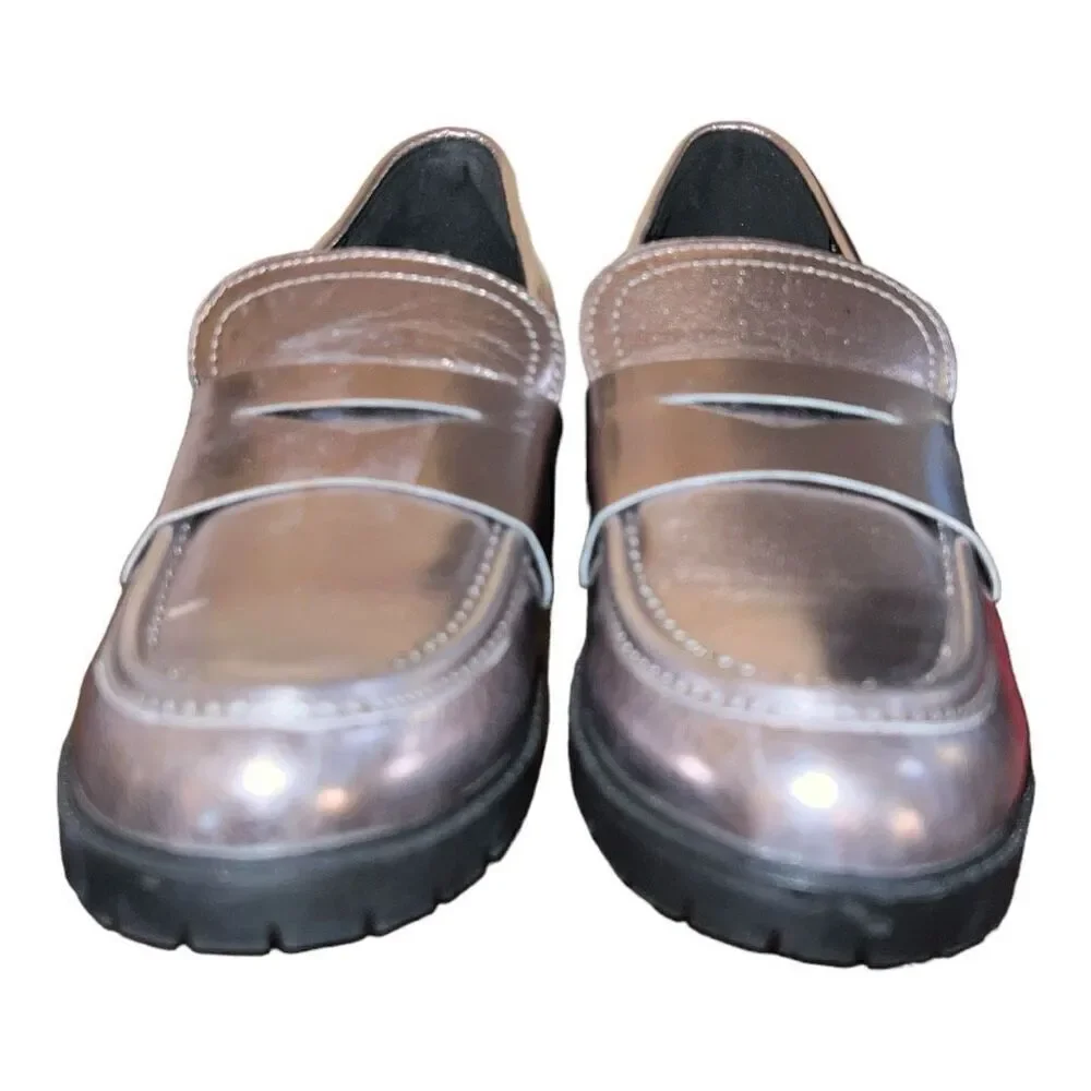 Madden Girl  Metallic Penny Loafers Girls Sz 3 Rose Gold